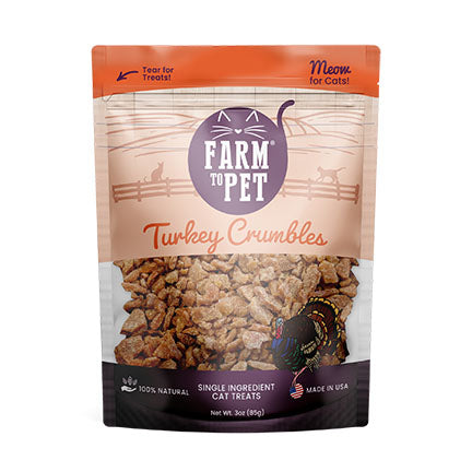 Farm to Pet Turkey Crumbles Grain Free Cat Treats-3.2 oz.