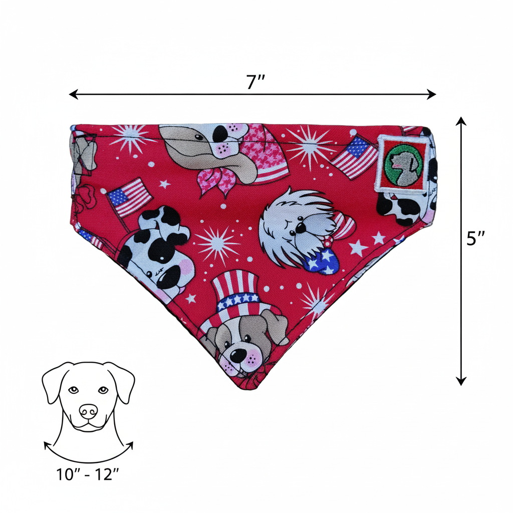 4th of July Bandanna - Elastic Band - Small