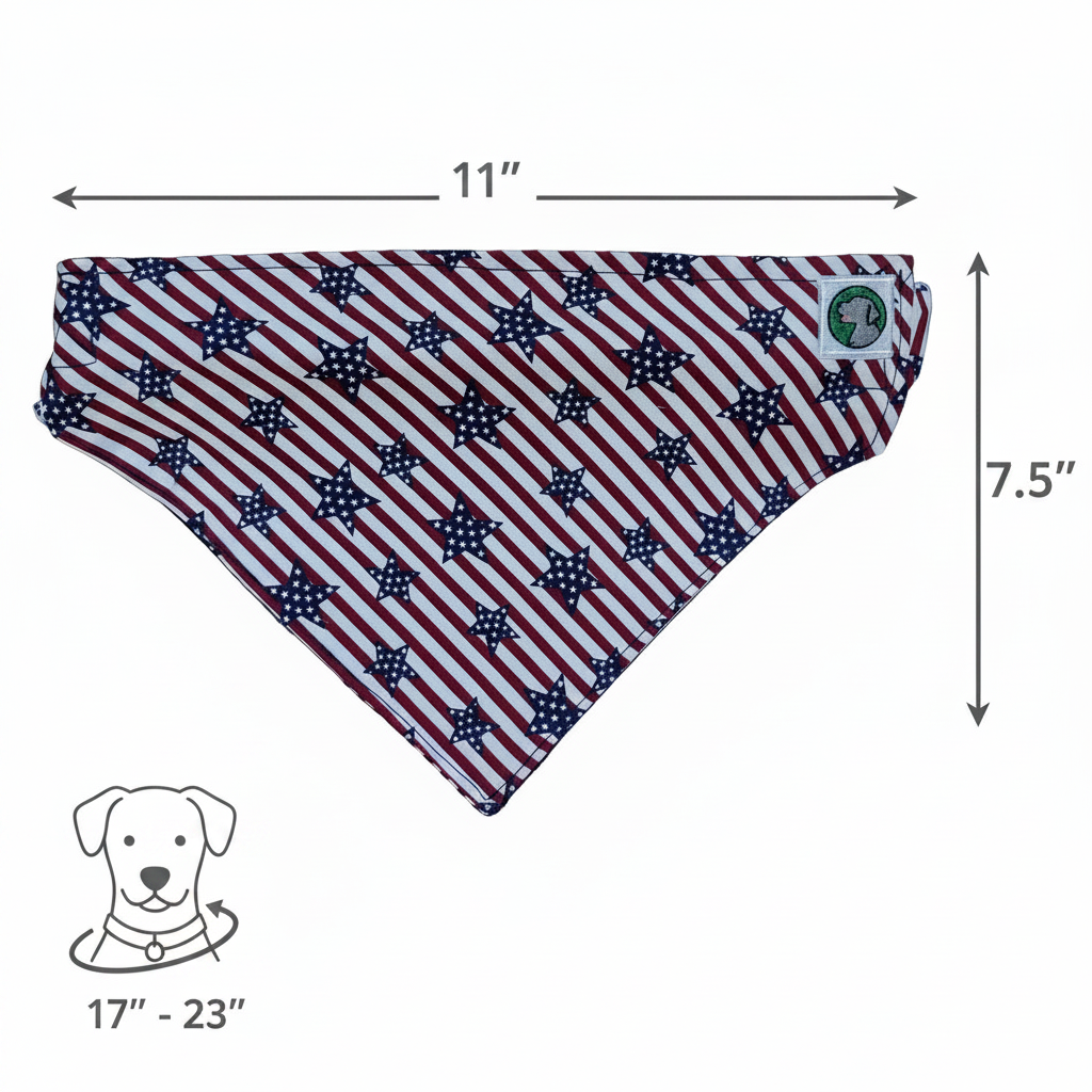 4th of July Bandanna - Elastic Band - Large